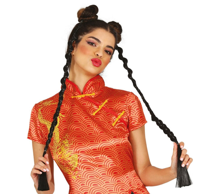 Zwarte Pruik Curly 70cm - Partywinkel - 8434077480984