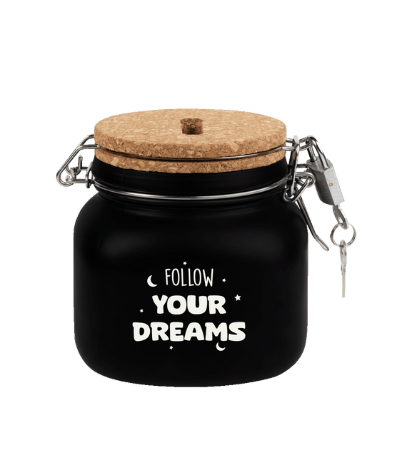 Zwarte Spaarpot Follow Your Dreams 12,5cm - Partywinkel - 8716764239946