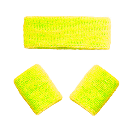 Zweetbandjes Neon Geel 3st van Partychimp koop je bij Partywinkel
