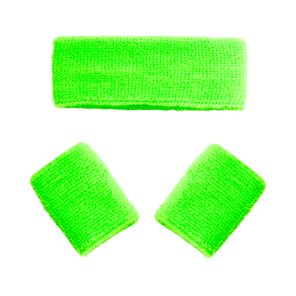 Zweetbandjes Neon Groen 3st van Partychimp koop je bij Partywinkel