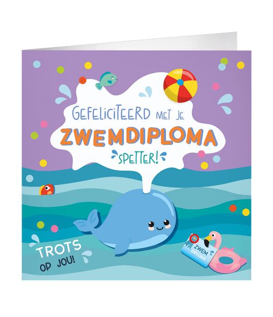 Zwemdiploma Wenskaart 23cm - Partywinkel - 8716764239434